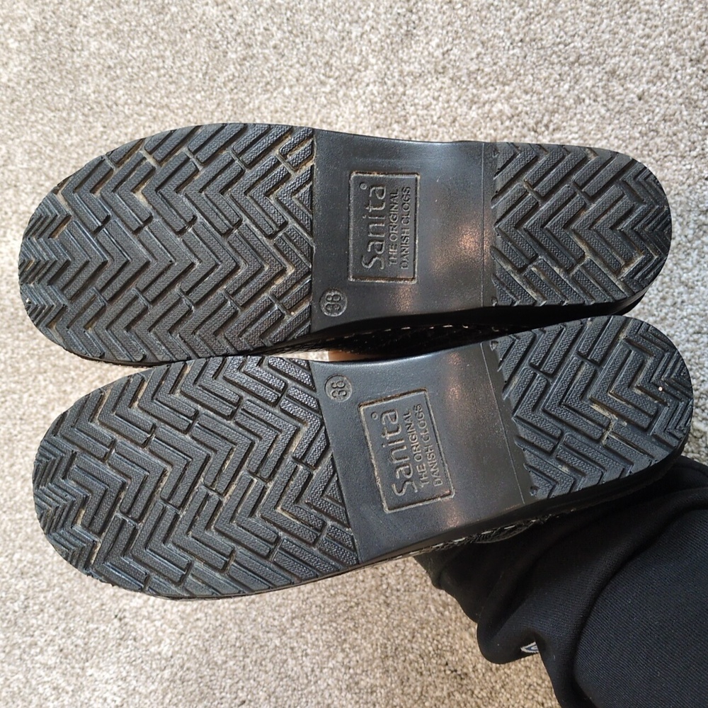 Women's Sanita clogs shoes size 38  Blue and Black Metallic🌠GREAT SHAPE!!! 🌠 - Picture 7 of 9